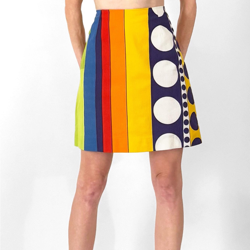 Vintage Colorful Striped And Dotted Women's Skirt